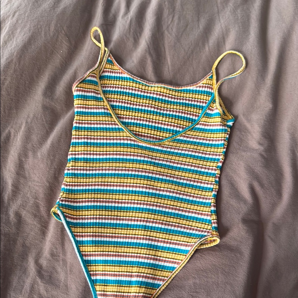 Zara Striped Multicolor Ribbed Bodysuit - Picture 3 of 3
